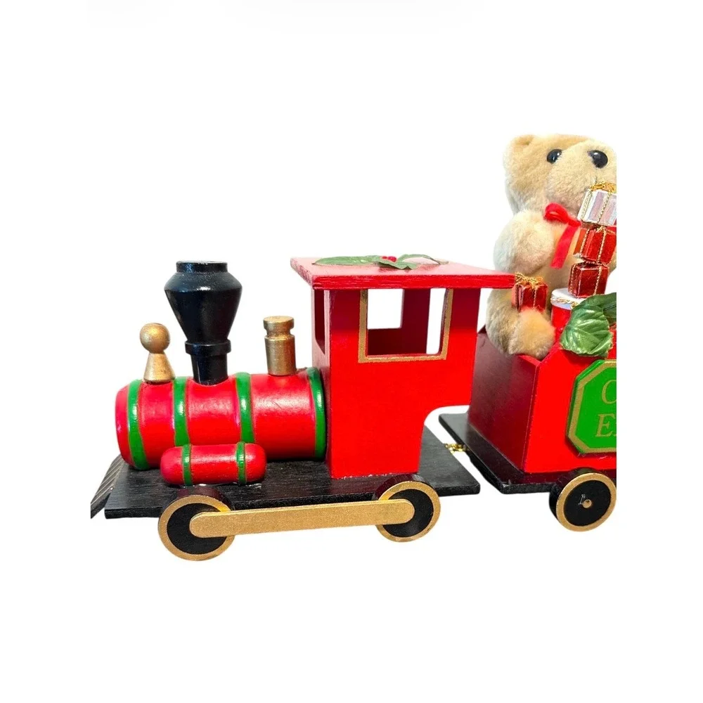 Vintage Red Wooden Christmas Train Christmas Express Train Set Centerpiece